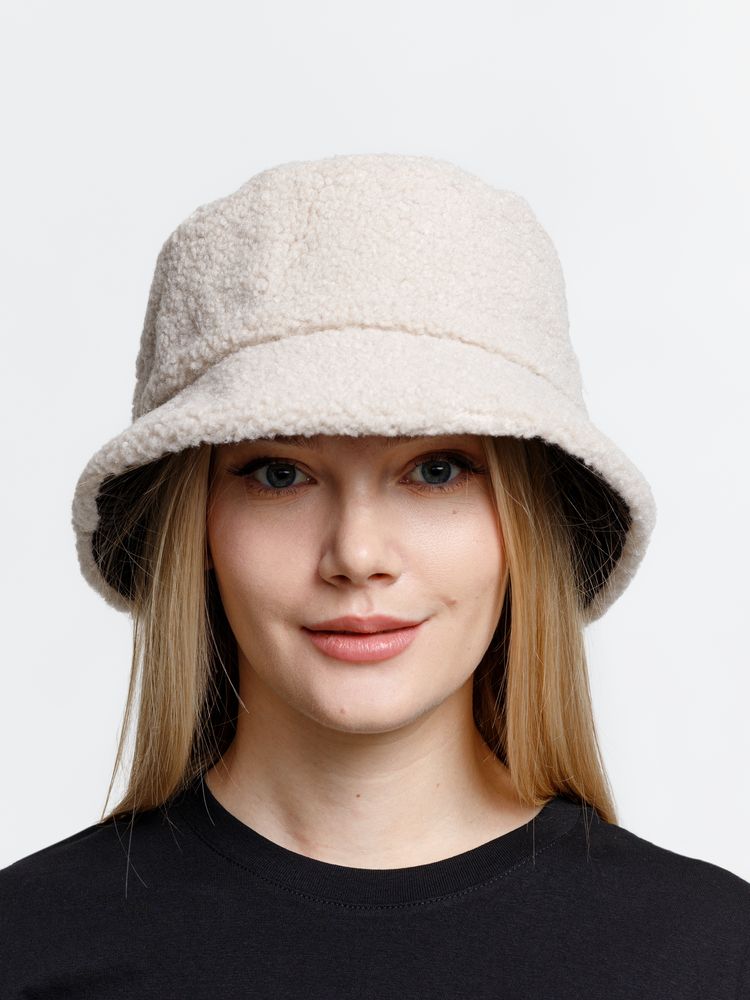 Панама Bucket двусторонняя утепленная, темно-серая с бежевым — изображение 5