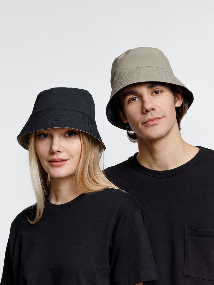 Панама Nylon двусторонняя, черная с хаки — изображение 8