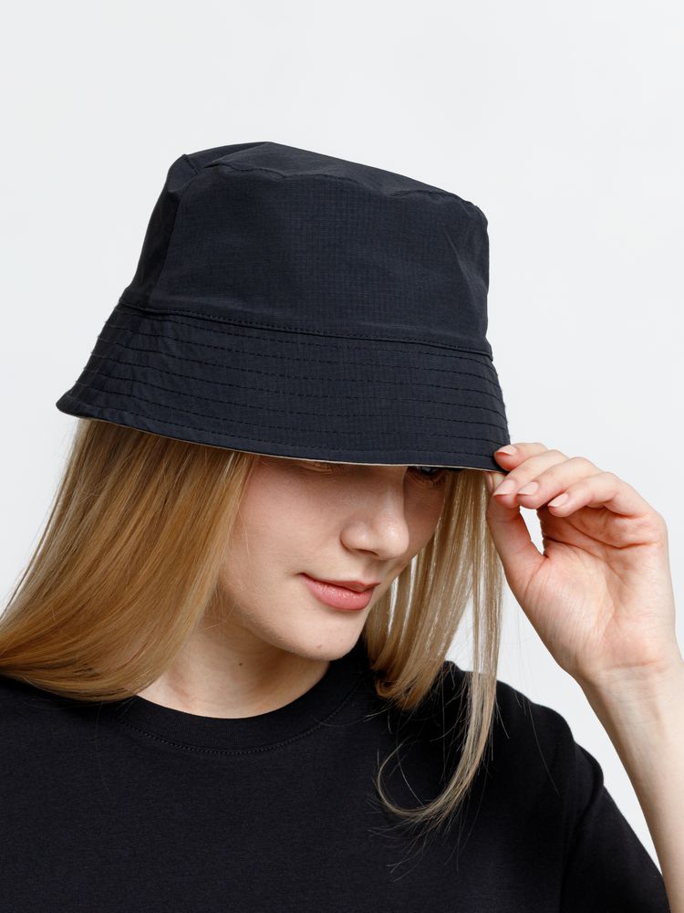 Панама Nylon двусторонняя, черная с хаки — изображение 6