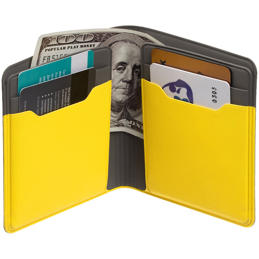 Картхолдер с отделением для купюр Dual, желтый — изображение 6