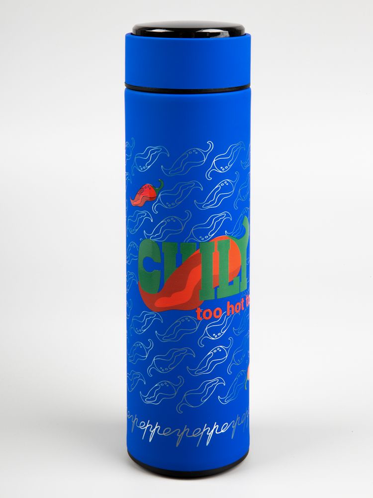 Смарт-бутылка с заменяемой батарейкой Long Therm Soft Touch, синяя — изображение 13