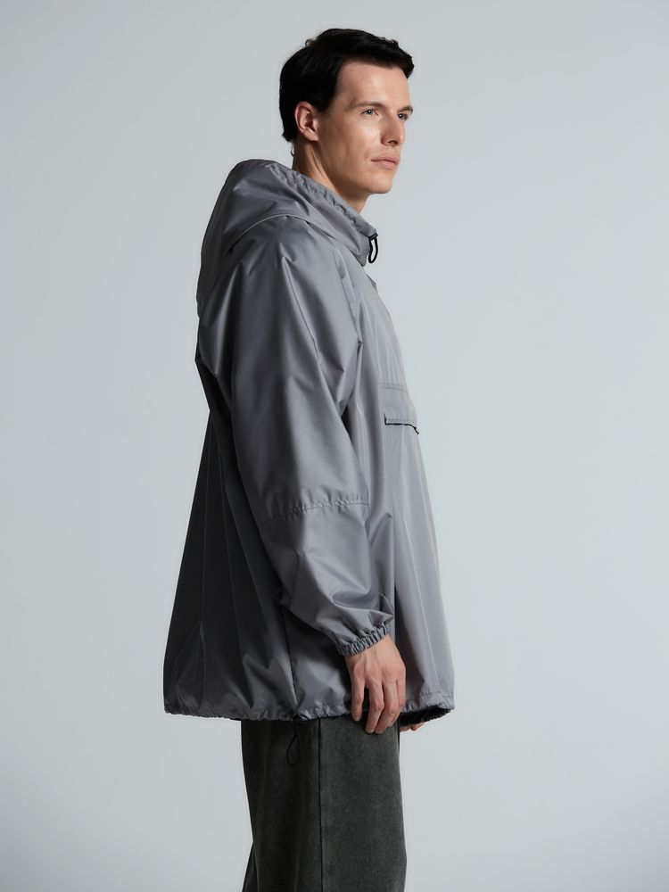 Дождевик-анорак Hard Work, укороченный, серый, единый размер — изображение 14