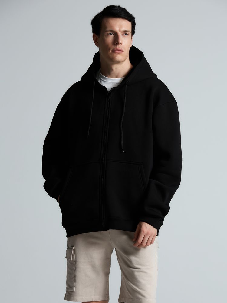 Толстовка унисекс оверсайз Zippy, черная — изображение 13