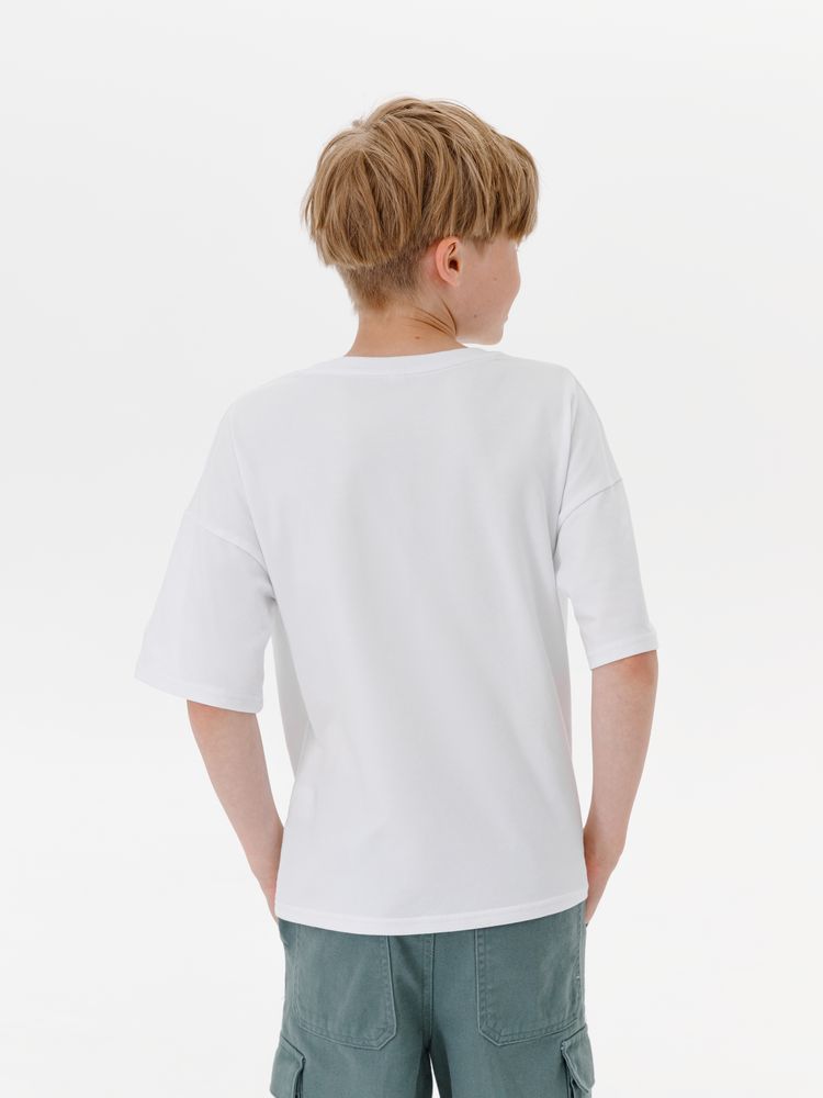 Футболка детская оверсайз Teezer, белая — изображение 7