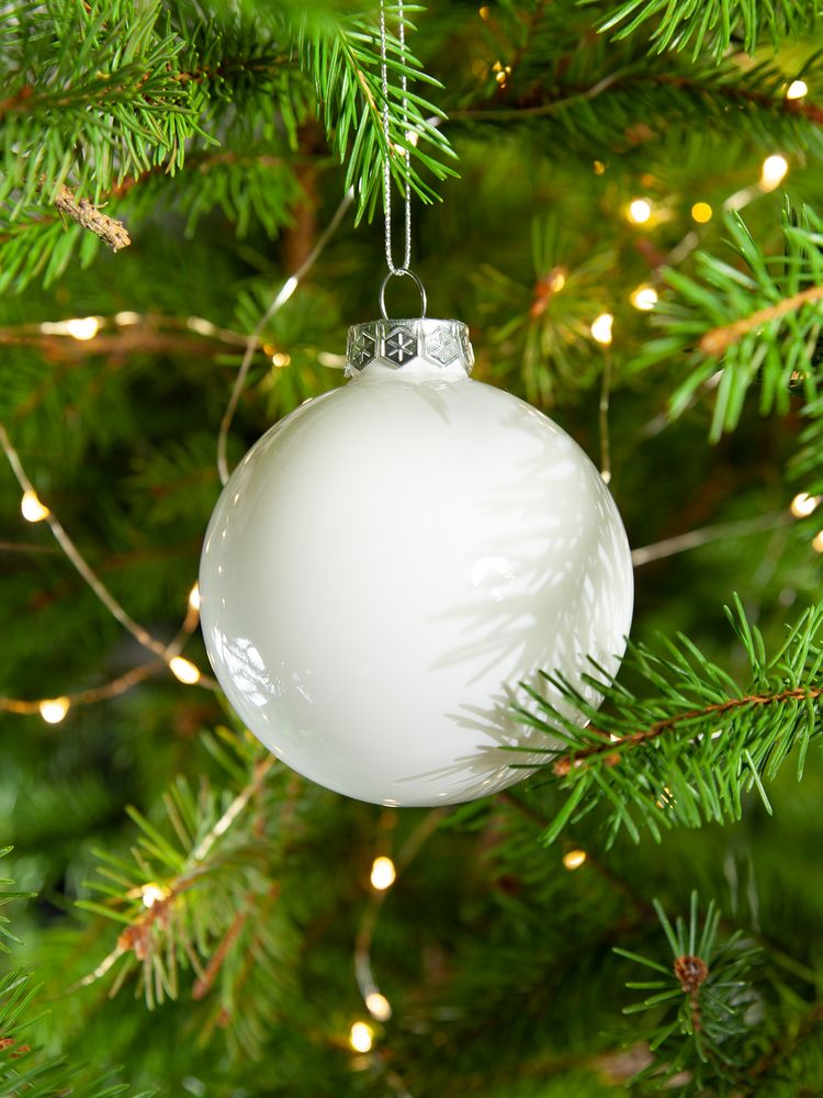 Елочный шар Finery Gloss, 8 см, глянцевый белый — изображение 7