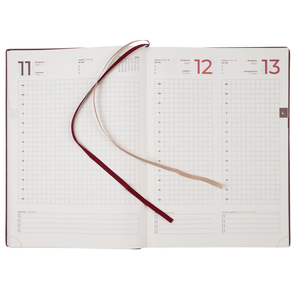 Ежедневник Ronda, датированный, бордовый — изображение 12