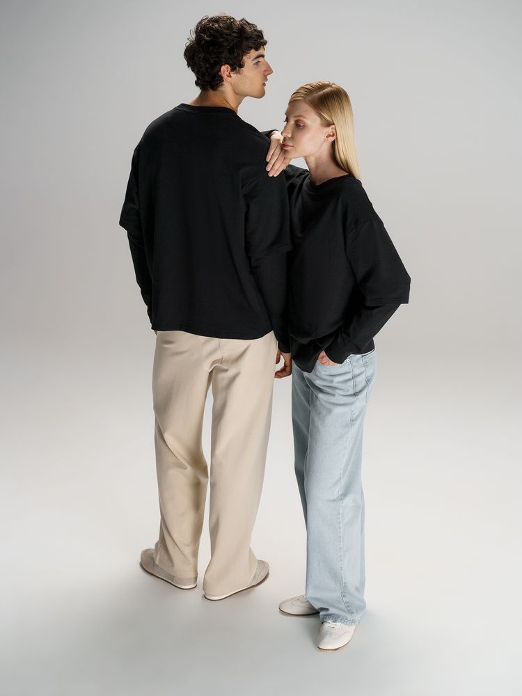 Футболка оверсайз с двойным рукавом Kosmos, черная — изображение 11