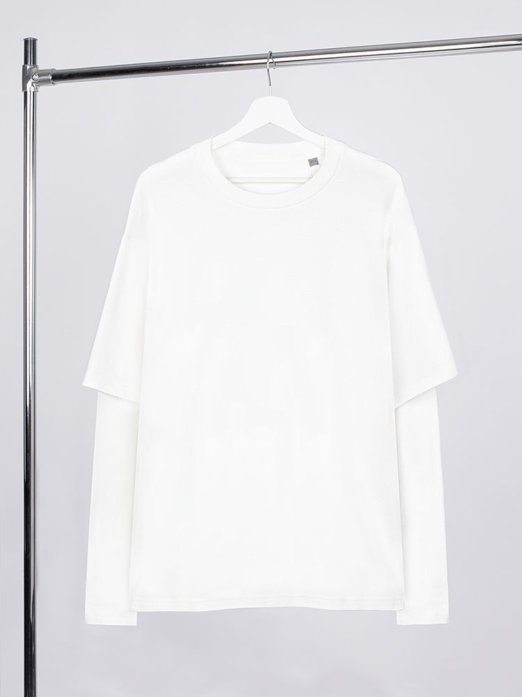 Футболка оверсайз с двойным рукавом Kosmos, молочно-белая — изображение 3