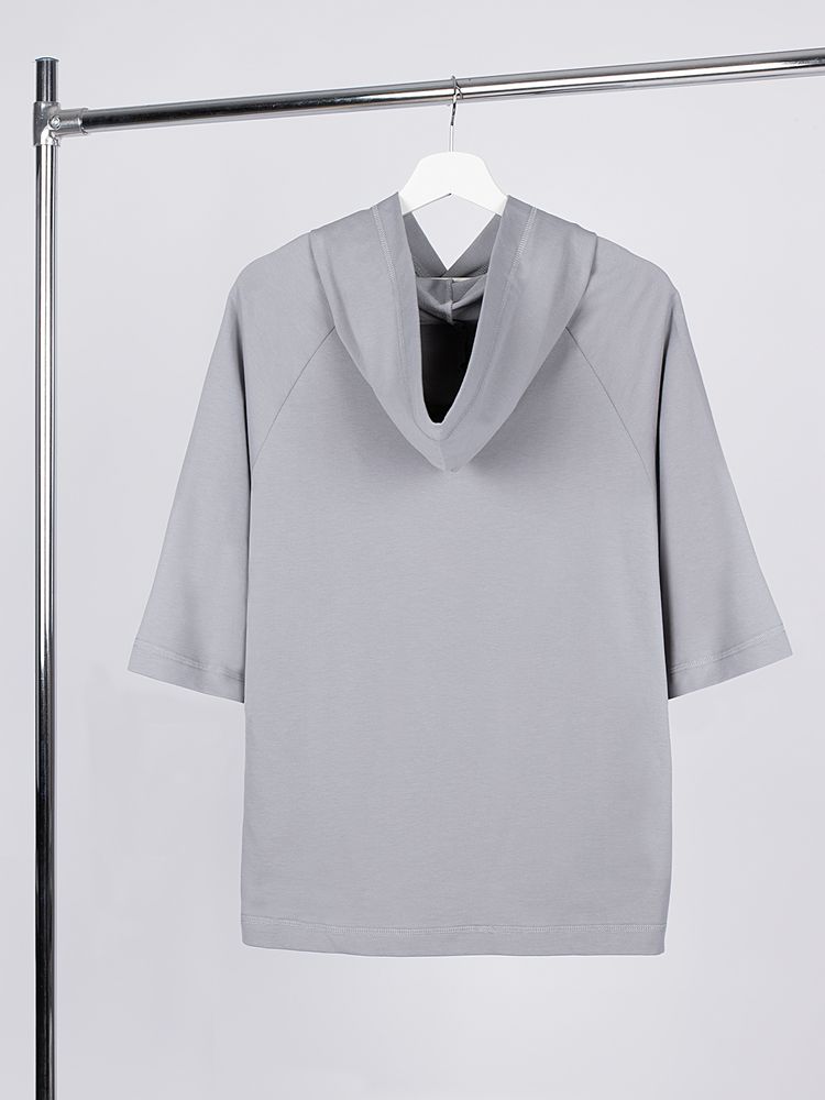 Футболка оверсайз унисекс с капюшоном Neofit, светло-серая — изображение 4