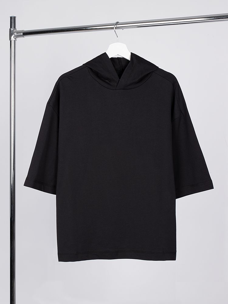 Футболка оверсайз унисекс с капюшоном Neofit, черная — изображение 3