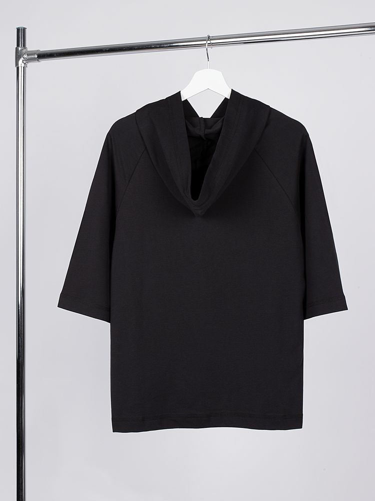 Футболка оверсайз унисекс с капюшоном Neofit, черная — изображение 4