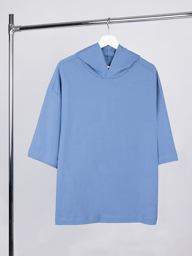 Футболка оверсайз унисекс с капюшоном Neofit, синяя — изображение 3
