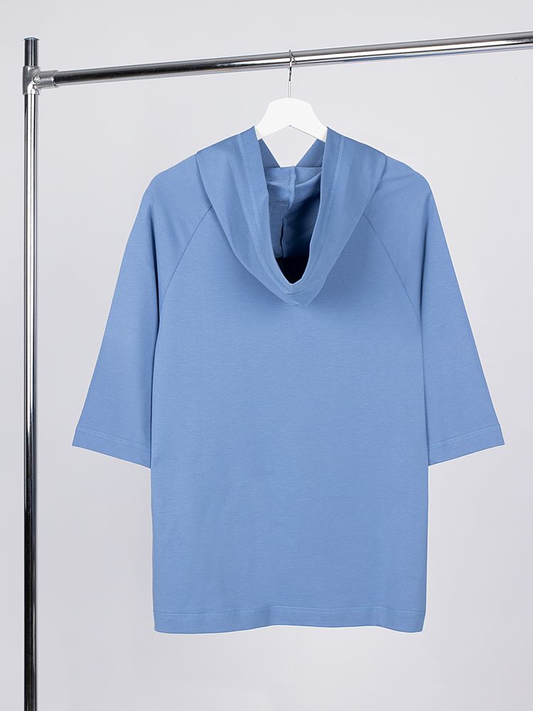 Футболка оверсайз унисекс с капюшоном Neofit, синяя — изображение 4