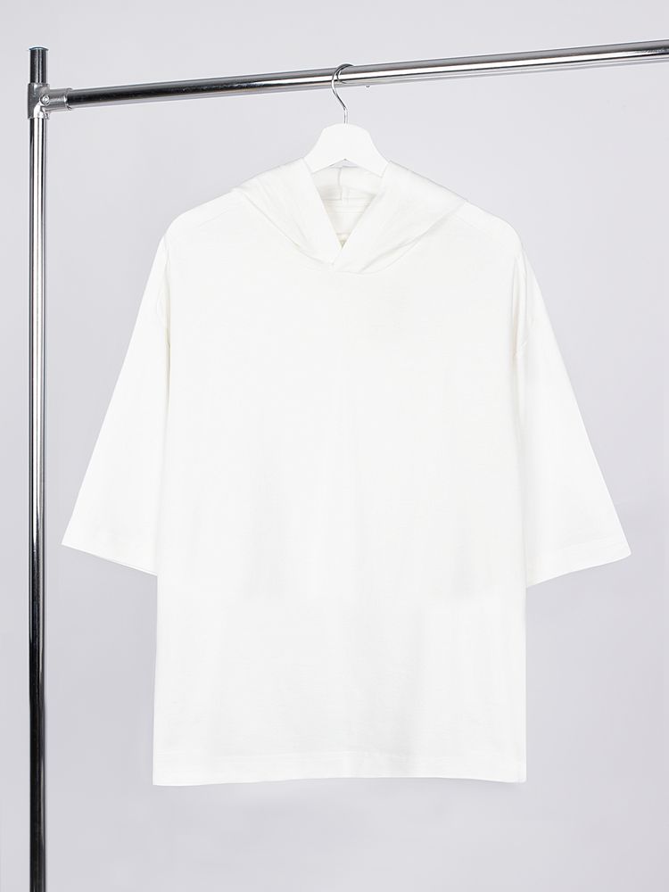 Футболка оверсайз унисекс с капюшоном Neofit, молочно-белая — изображение 3