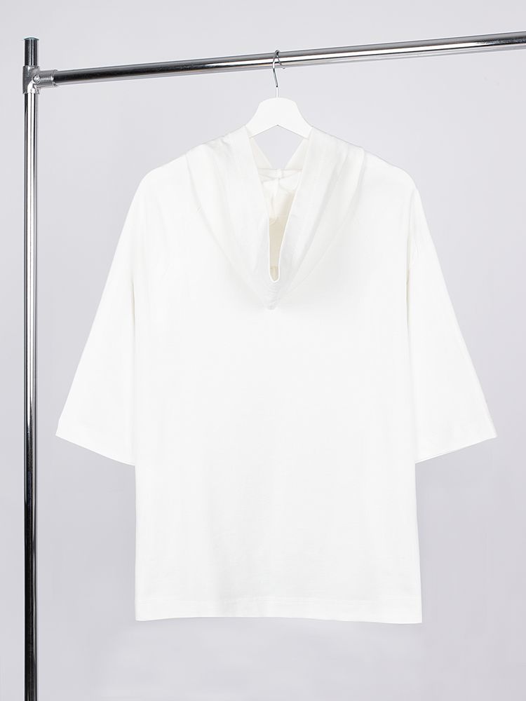 Футболка оверсайз унисекс с капюшоном Neofit, молочно-белая — изображение 4