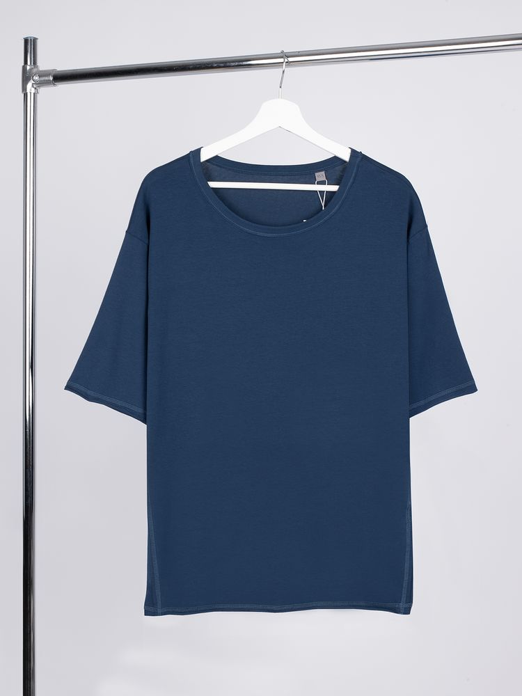 Футболка оверсайз унисекс Vozduh, темно-синяя — изображение 3