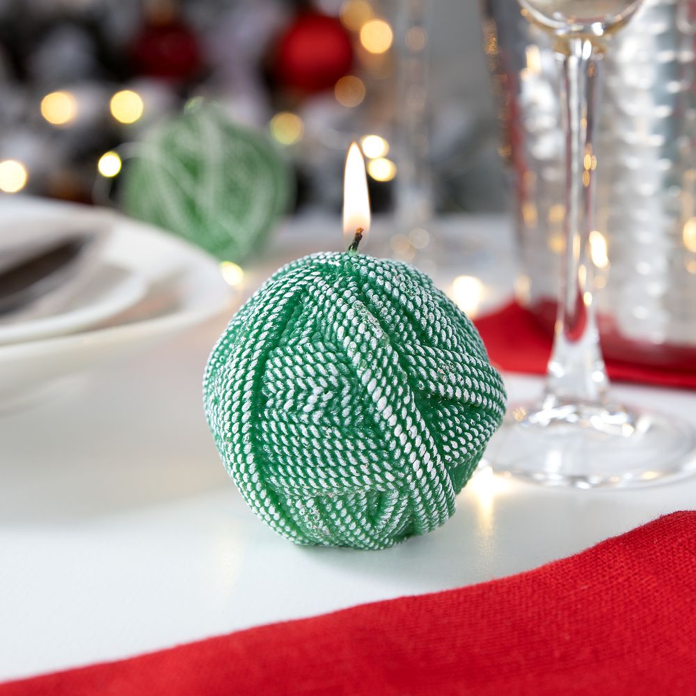 Свеча Kniteam, клубок, зеленый — изображение 5