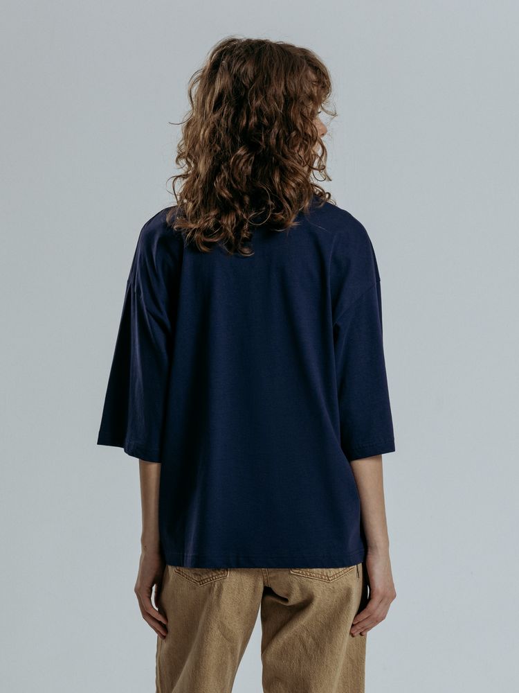 Футболка оверсайз унисекс Base Space, темно-синяя — изображение 13