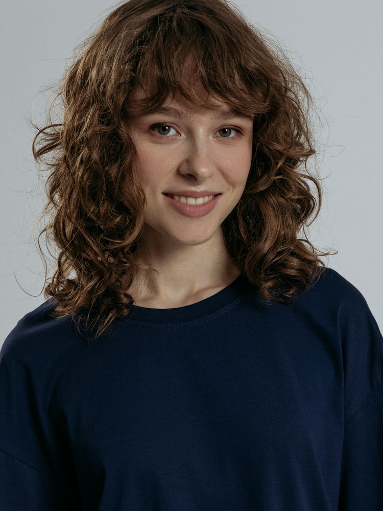 Футболка оверсайз унисекс Base Space, темно-синяя — изображение 14