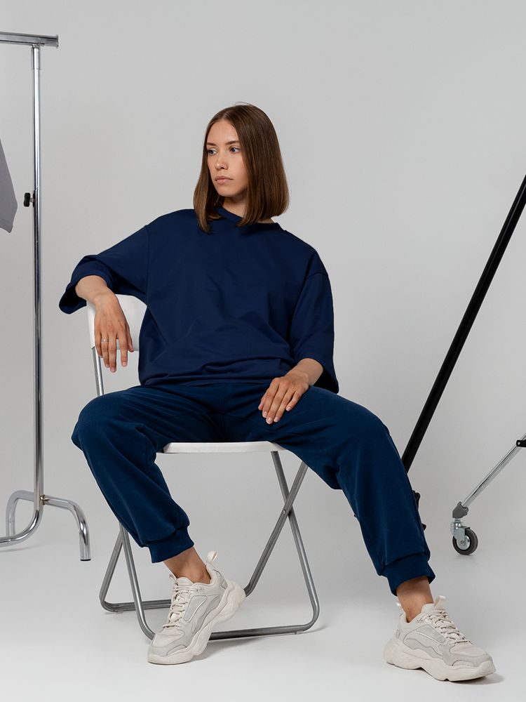 Футболка оверсайз унисекс Kosmos 2.0, темно-синяя — изображение 9