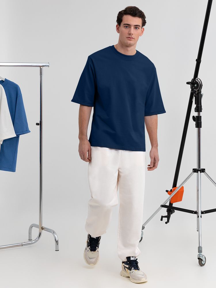 Футболка оверсайз унисекс Kosmos 2.0, темно-синяя — изображение 10