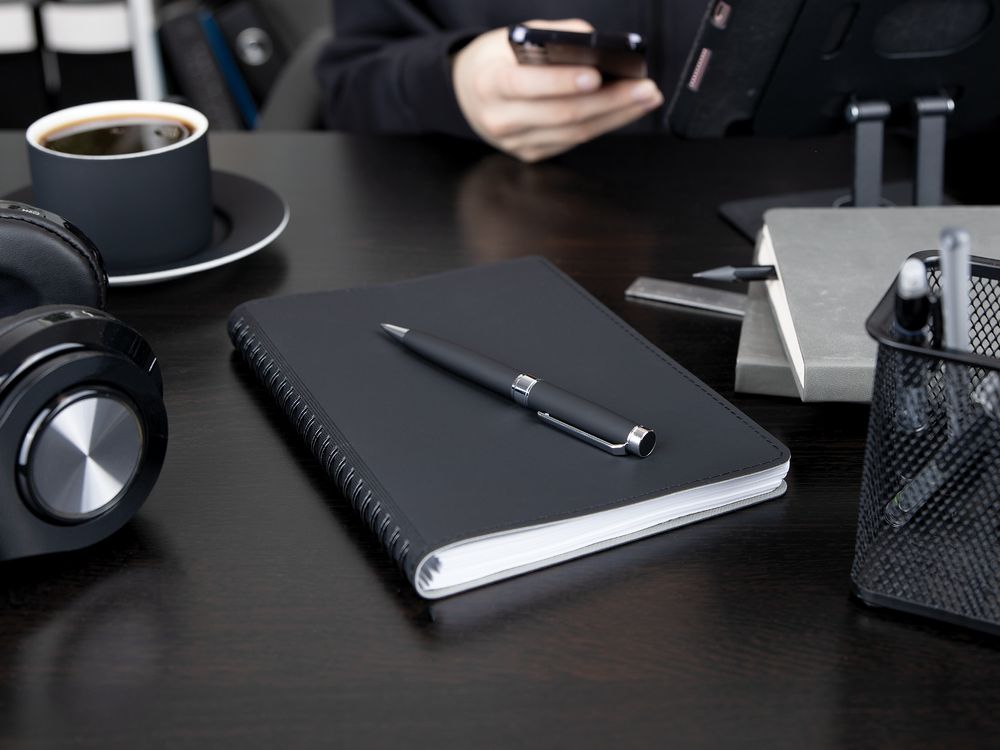 Ручка шариковая Broad Ring Soft Touch, темно-синяя — изображение 6