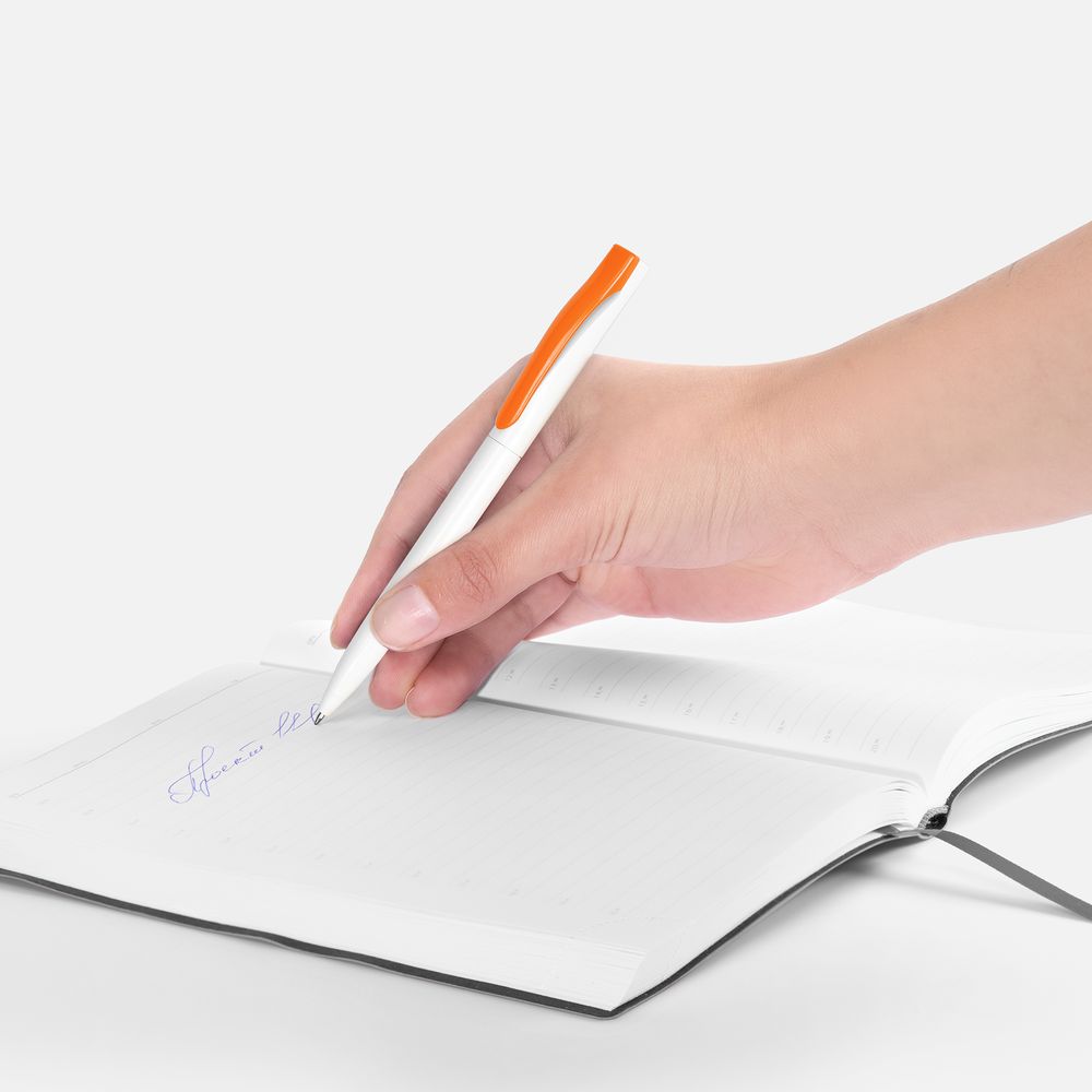 Ручка шариковая Pin, белая с оранжевым — изображение 5