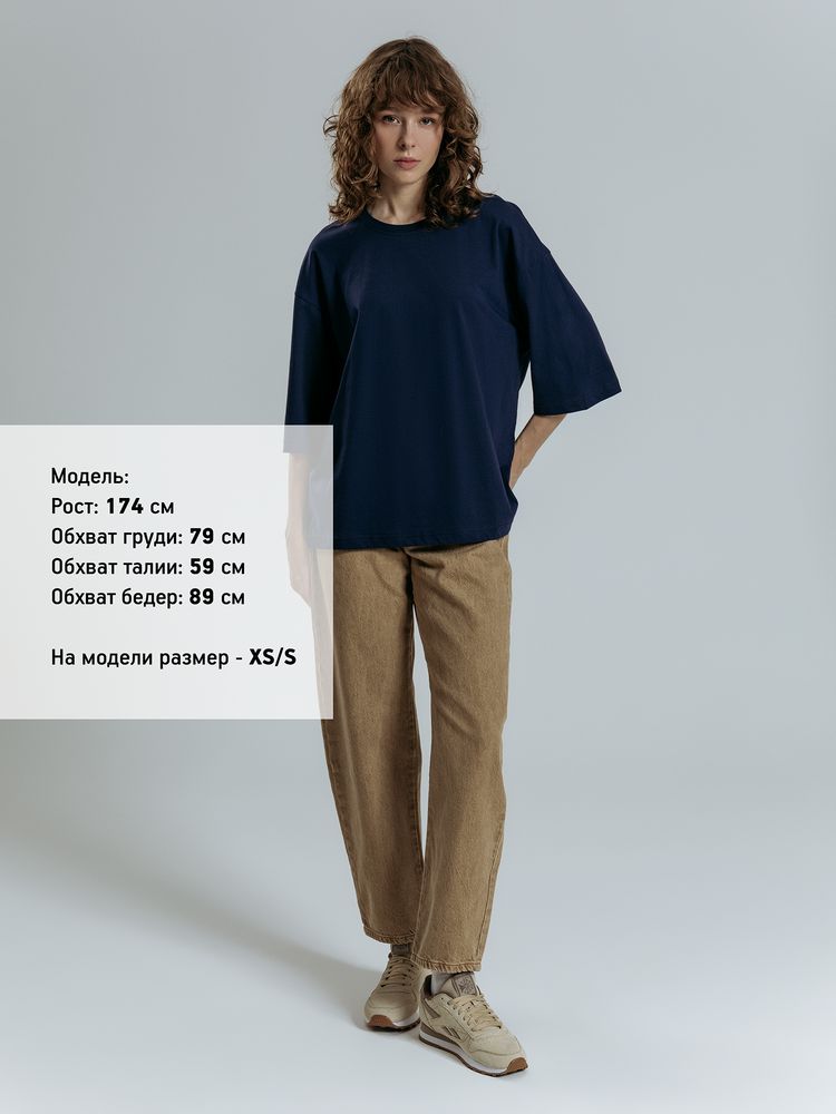 Футболка оверсайз унисекс Base Space, темно-синяя — изображение 10