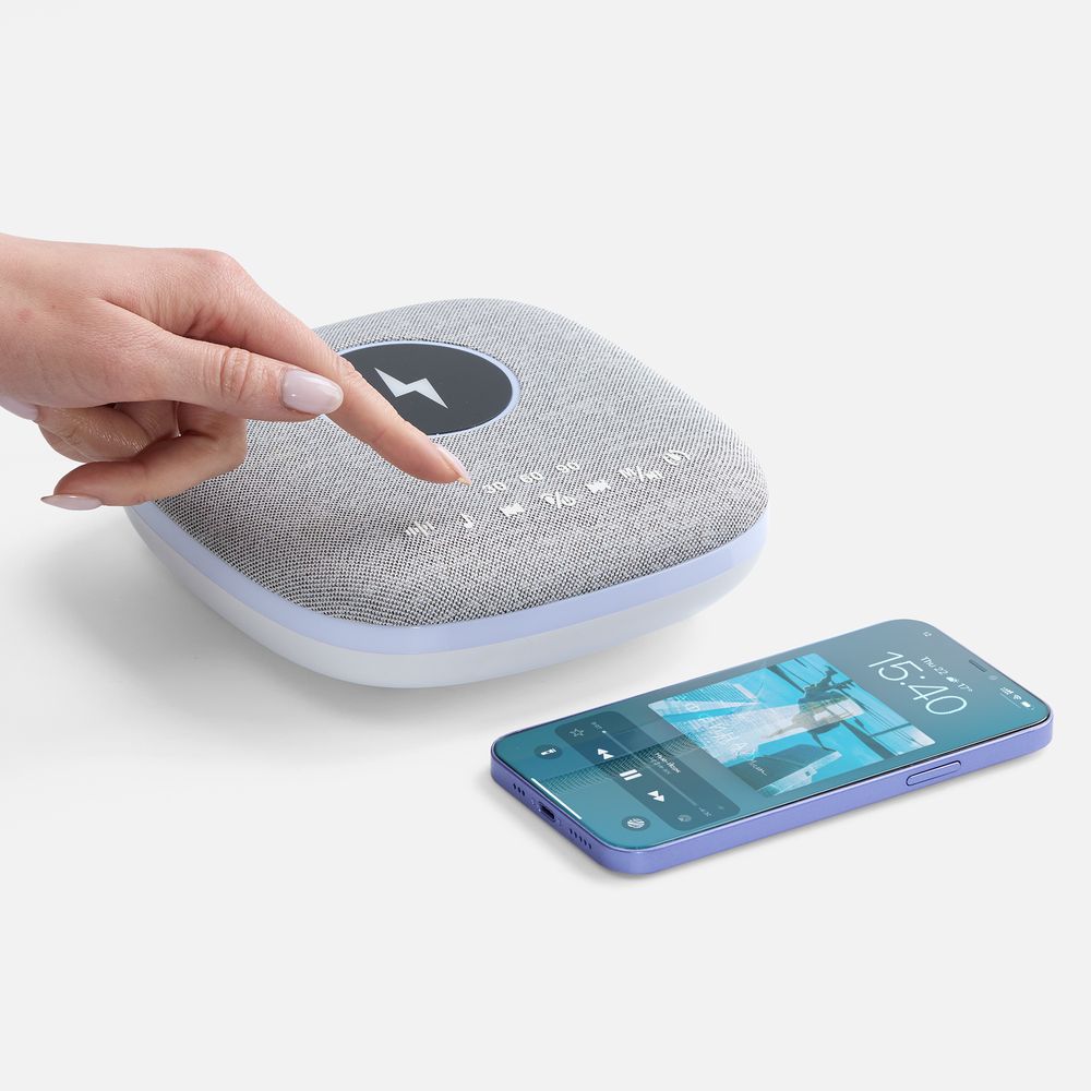 Bluetooth-колонка с беспроводной зарядкой и подсветкой Terrafonic, серая — изображение 8