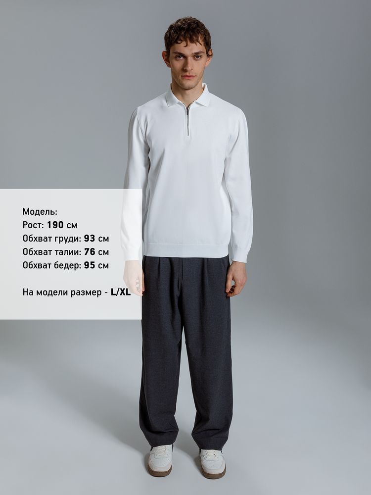 Рубашка поло мужская с длинным рукавом Terrazzo, белая — изображение 7