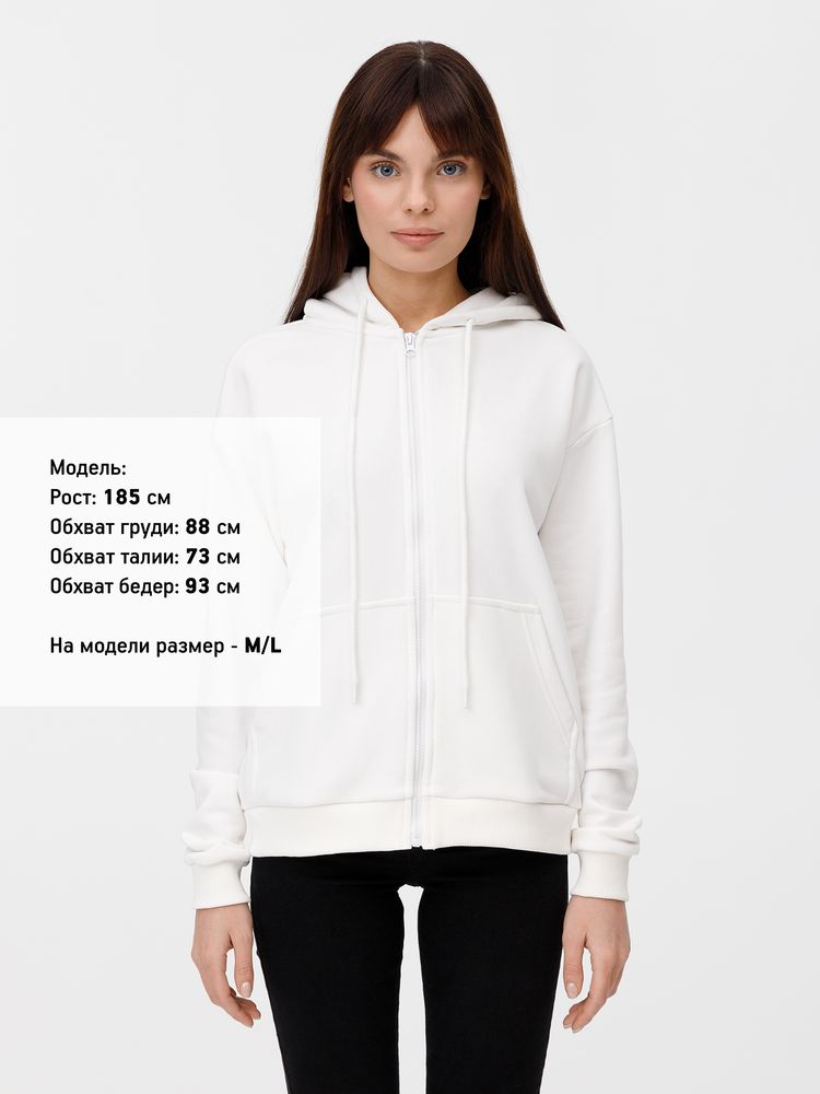 Толстовка унисекс оверсайз на молнии Zippy Terry, белая — изображение 7