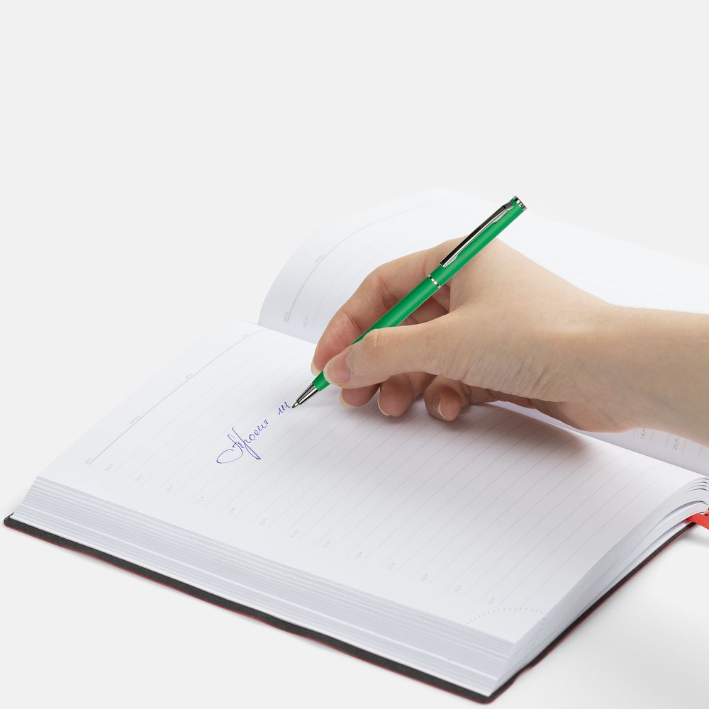 Ручка шариковая Hotel Chrome, ver.2, матовая зеленая — изображение 5