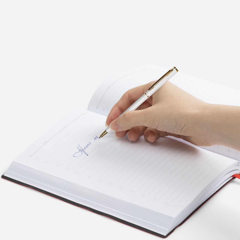 Ручка шариковая Hotel Gold, ver.2, глянцевая белая — изображение 5