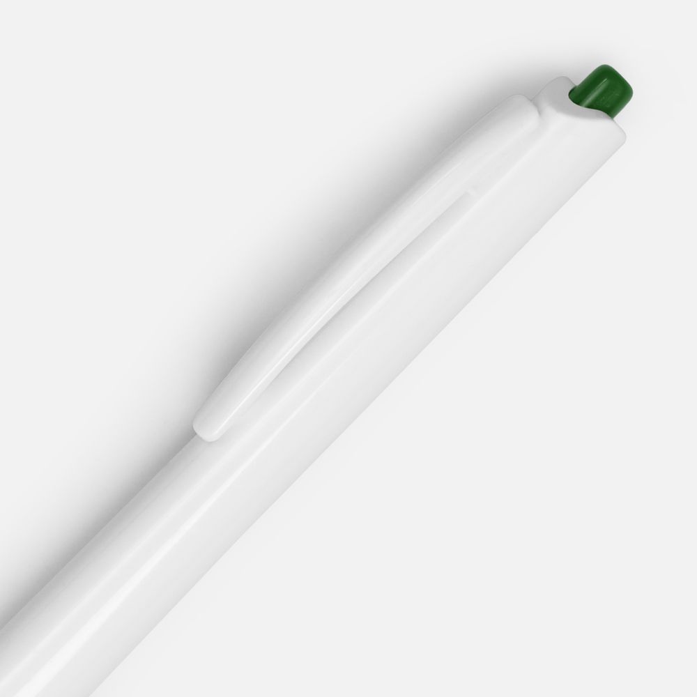 Ручка шариковая Tick, белая с зеленым — изображение 4