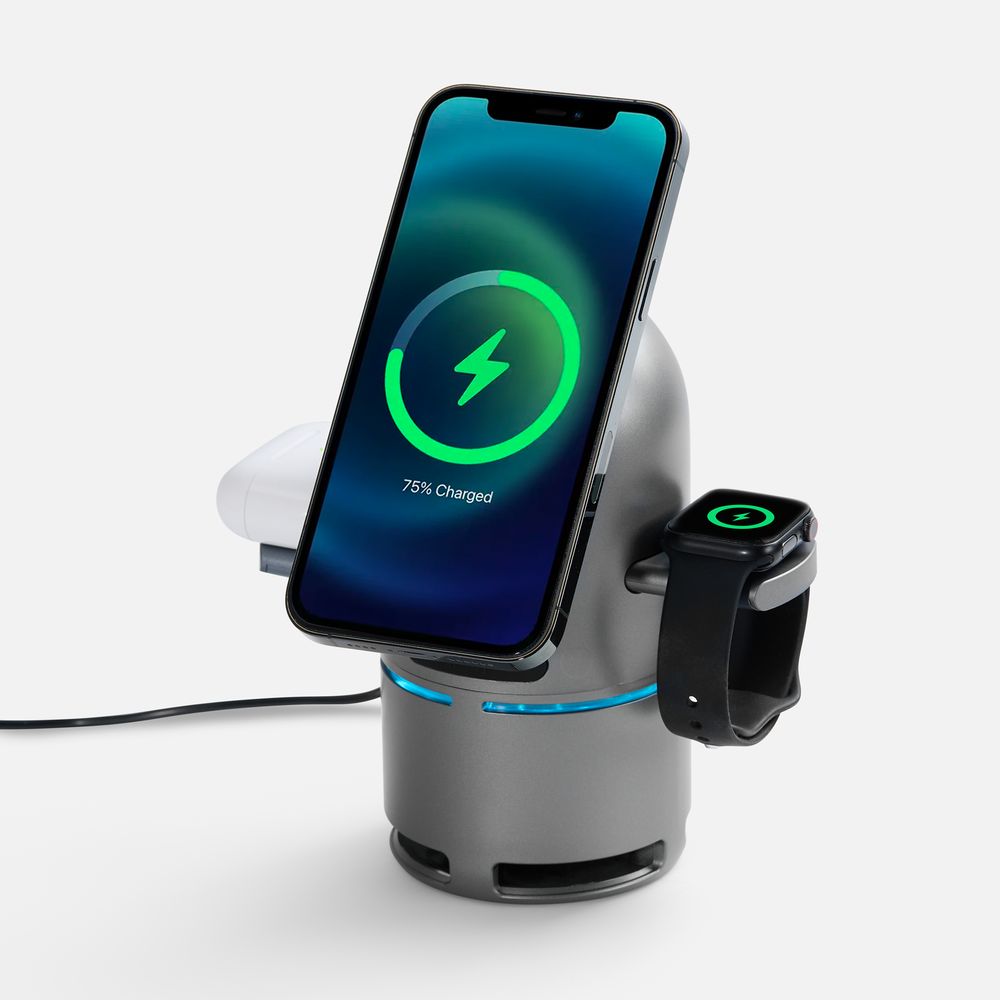 Bluetooth-колонка с беспроводной зарядкой Droid, серая — изображение 3