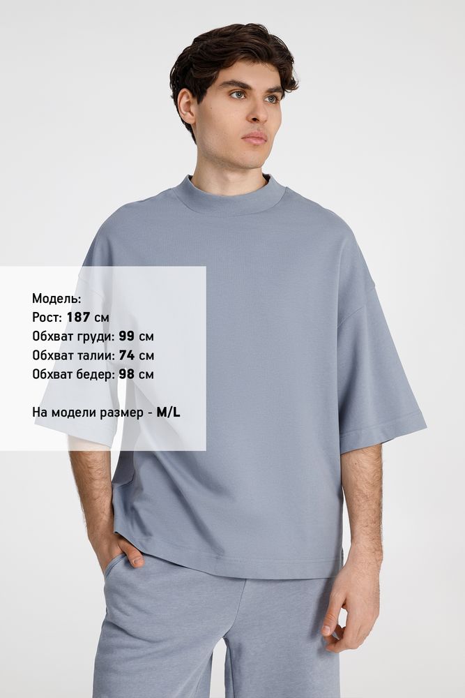 Футболка оверсайз унисекс T9, серая — изображение 3