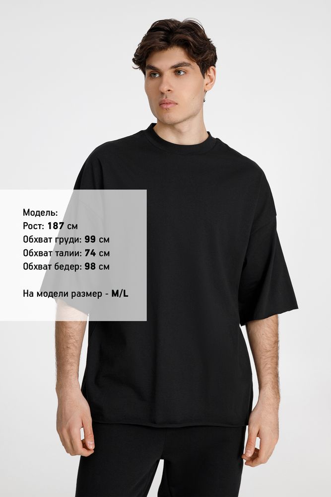 Футболка оверсайз унисекс T9, черная — изображение 6