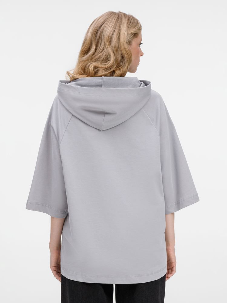 Футболка оверсайз унисекс с капюшоном Neofit, светло-серая — изображение 12
