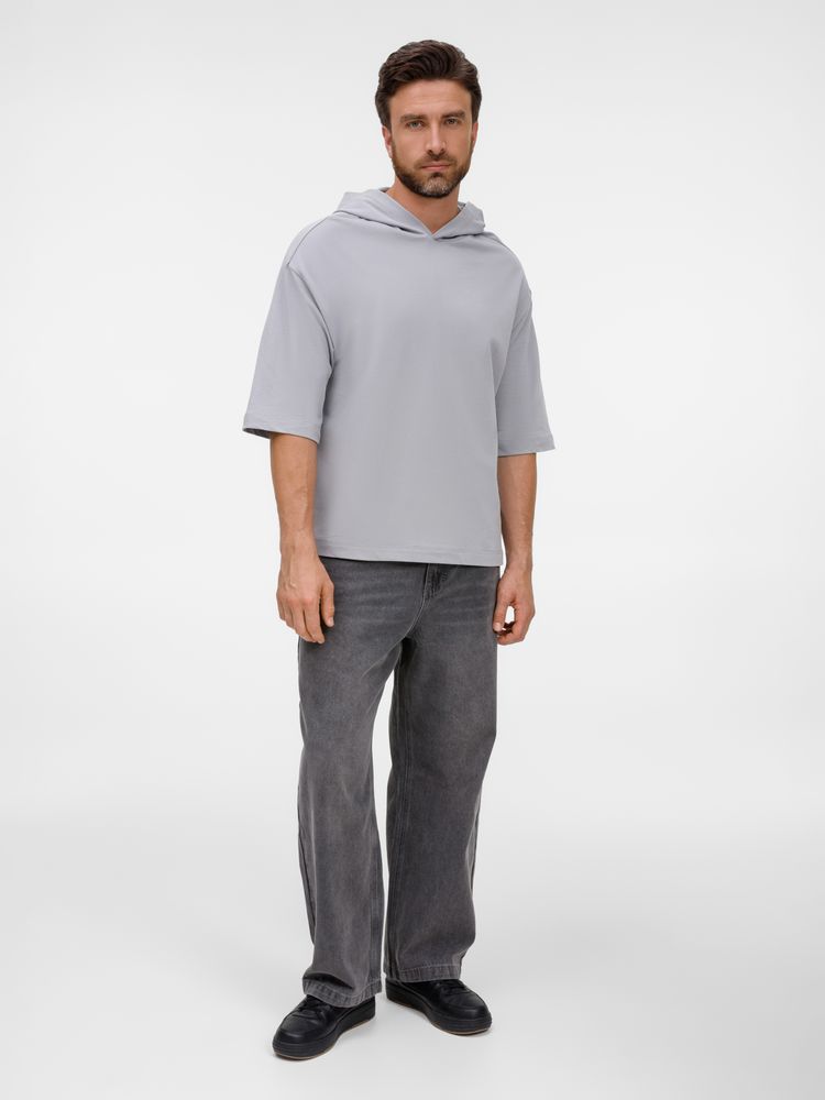 Футболка оверсайз унисекс с капюшоном Neofit, светло-серая — изображение 17