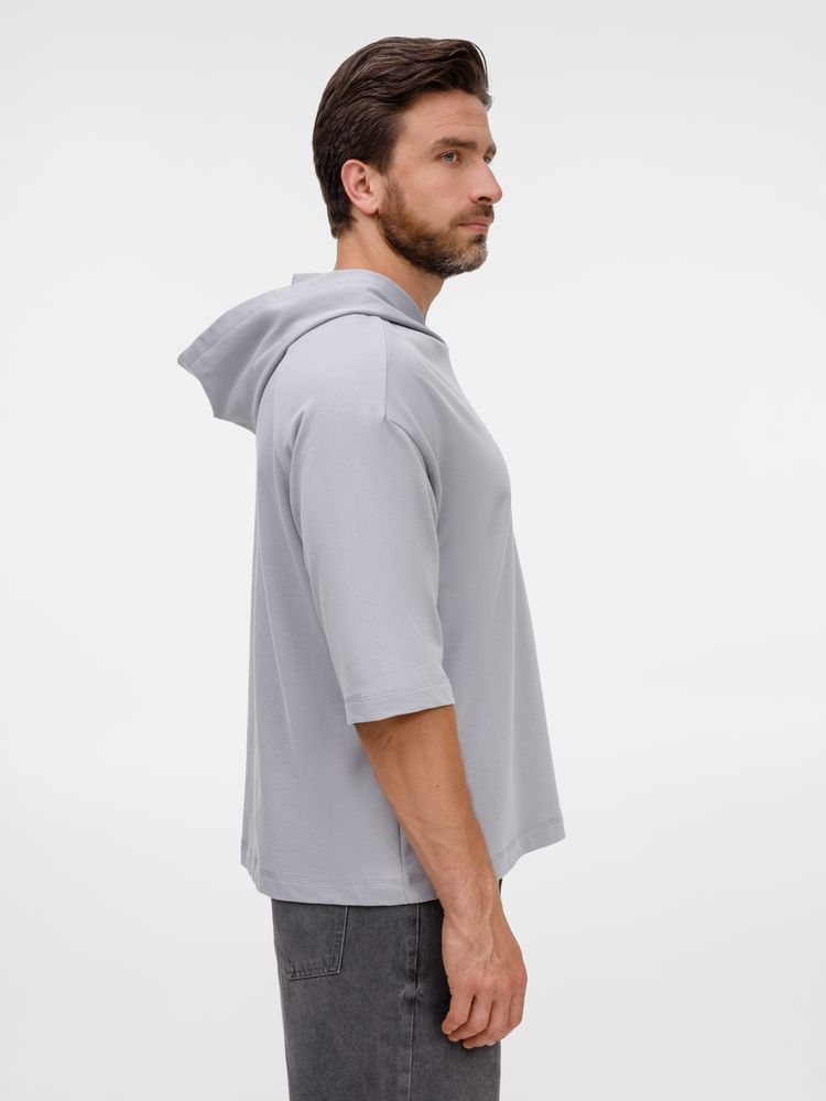 Футболка оверсайз унисекс с капюшоном Neofit, светло-серая — изображение 15