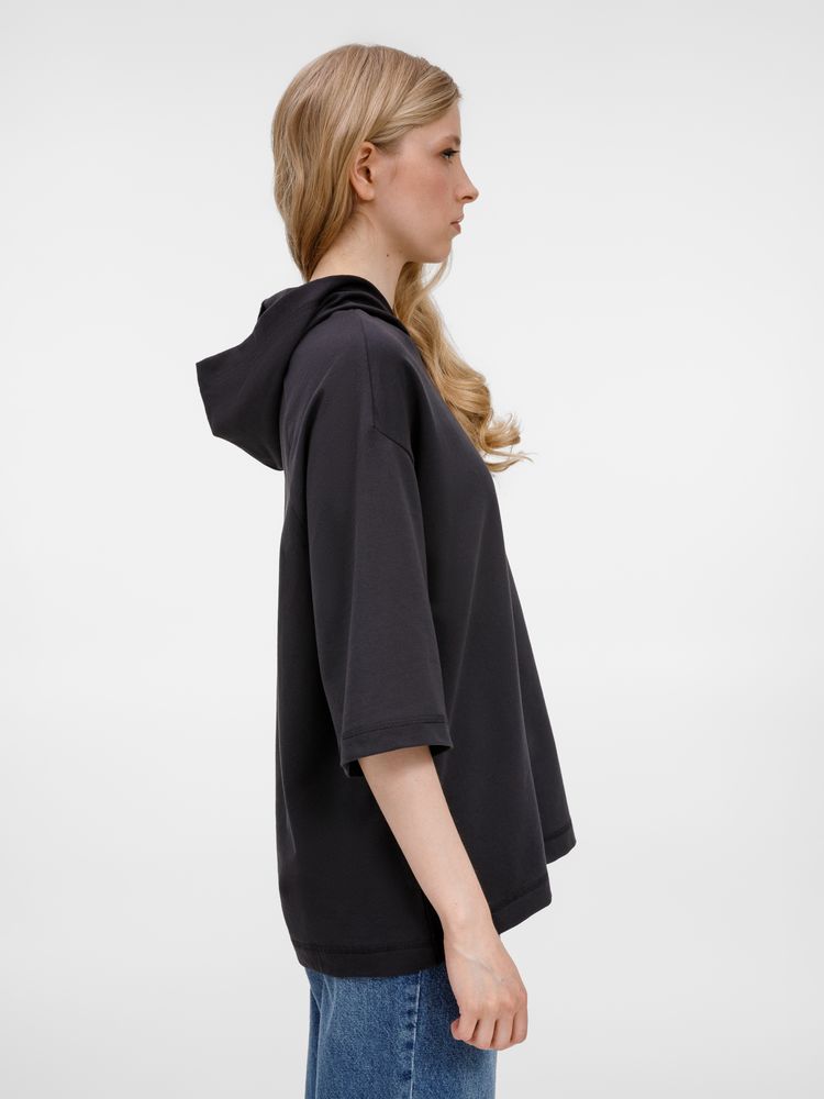 Футболка оверсайз унисекс с капюшоном Neofit, черная — изображение 15