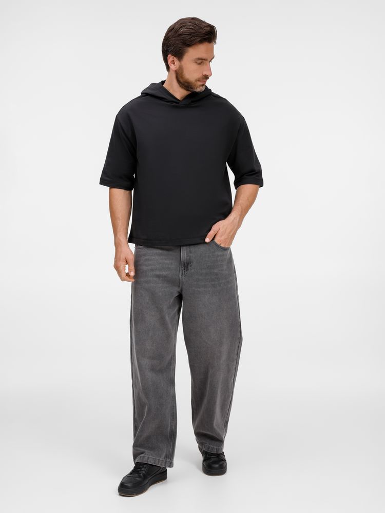 Футболка оверсайз унисекс с капюшоном Neofit, черная — изображение 13