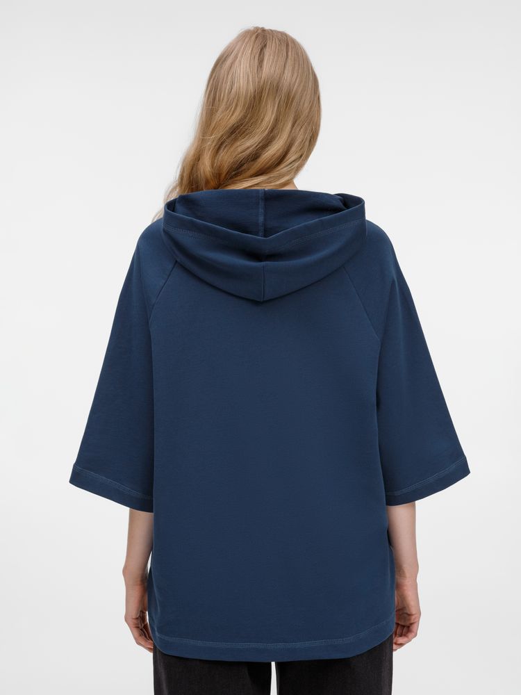 Футболка оверсайз унисекс с капюшоном Neofit, темно-синяя — изображение 16