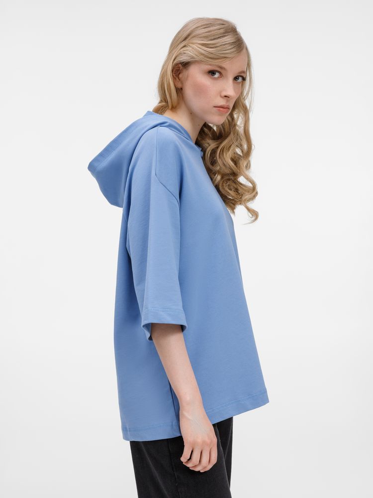 Футболка оверсайз унисекс с капюшоном Neofit, синяя — изображение 15