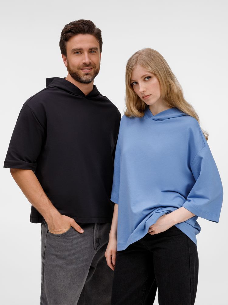 Футболка оверсайз унисекс с капюшоном Neofit, синяя — изображение 18