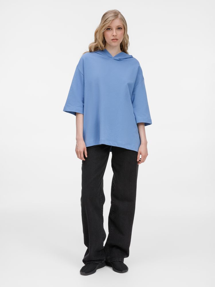 Футболка оверсайз унисекс с капюшоном Neofit, синяя — изображение 17