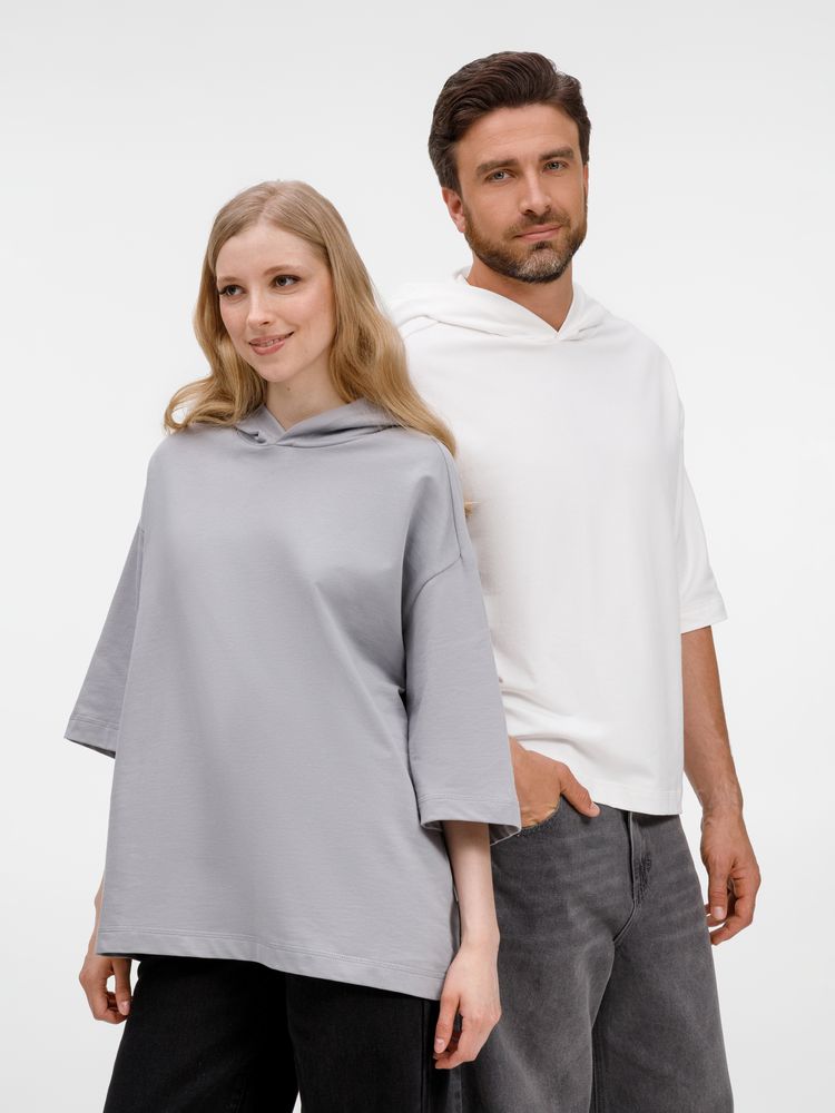 Футболка оверсайз унисекс с капюшоном Neofit, молочно-белая — изображение 18