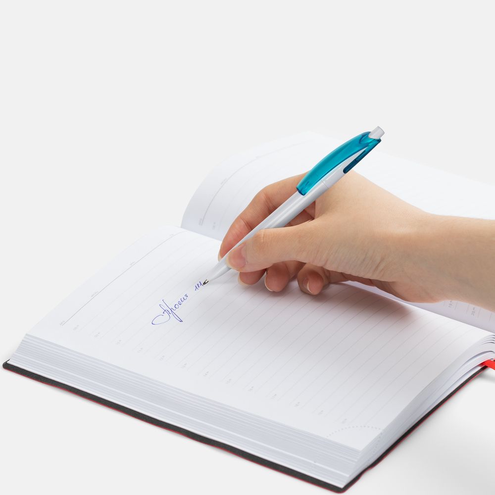 Ручка шариковая Bento, белая с голубым — изображение 6