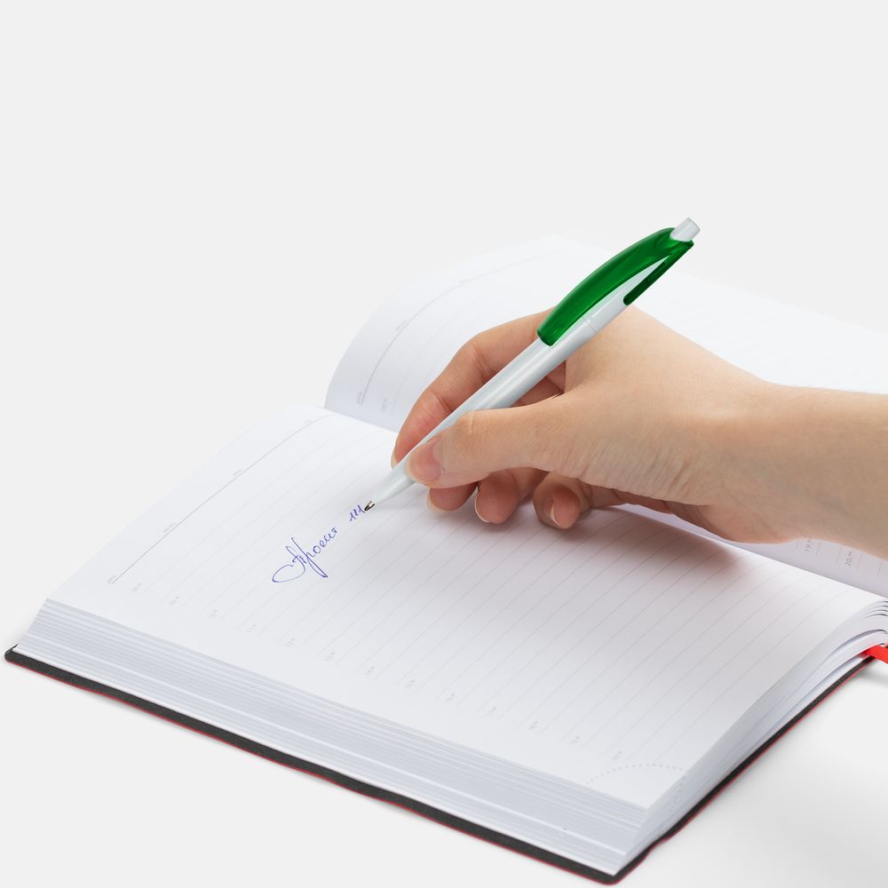 Ручка шариковая Bento, белая с зеленым — изображение 6