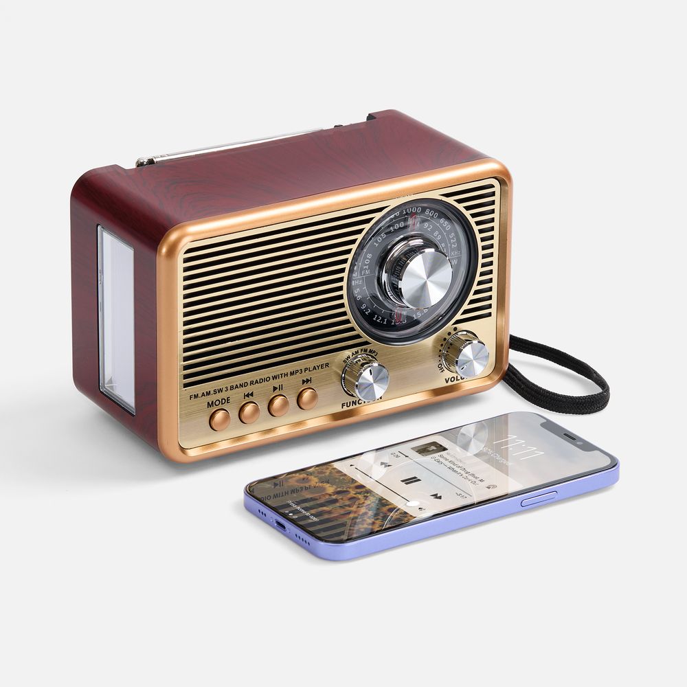 Bluetooth-колонка с радио Listenberg, коричневая — изображение 4